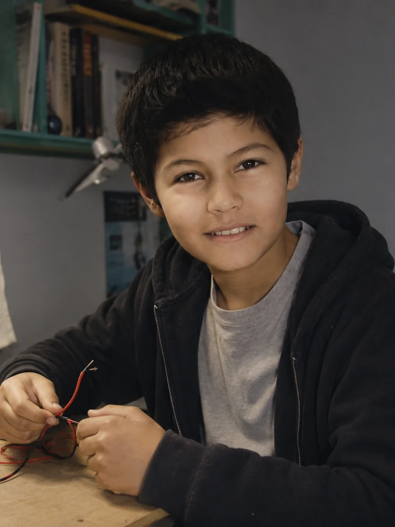 Basir Alavi als Kind beim Basteln mit Kabeln am Schreibtisch. Der Anfang der Technikbegeisterung.